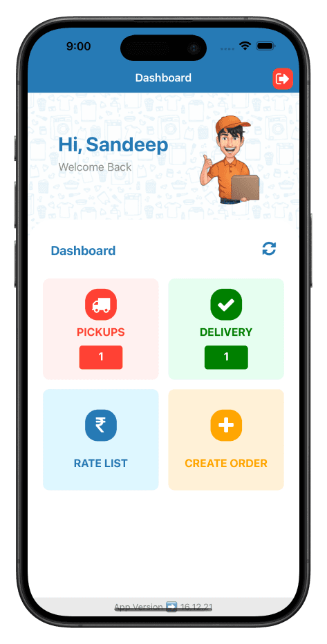 CleanFold mobile dashboard